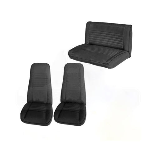 Front & Rear Seat Black Denim for Jeep CJ5 CJ7 CJ8 and Wrangler YJ 1972-1995