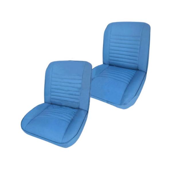 Set Front Low Back Bucket Seat OEM Material Blue Levis For Jeep CJ 55-83 Pair